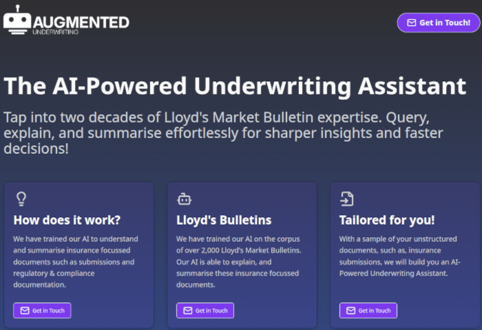 Augmented underwriting decision support system