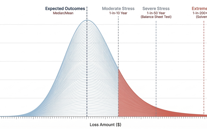 Kompreno stochastic loss distribution model showing aggregate exposure at multiple return periods